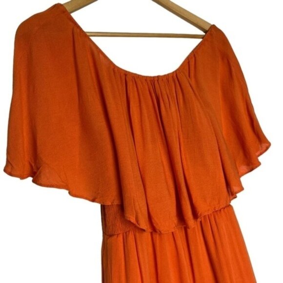 Alice + Olivia Tangerine Off the Shoulder Romper Women Size 4 - Picture 7 of 8